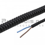 Spiral Flexible Power Cable H07BQ-F | 2x1.50mm | Cable Length 0.50m(2.0m) | Ø8.5mm | Black