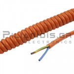 Spiral Flexible Power Cable H07BQ-F | 3x2.50mm | Cable Length 0.50m(2.0m) | Ø10.6mm | Orange